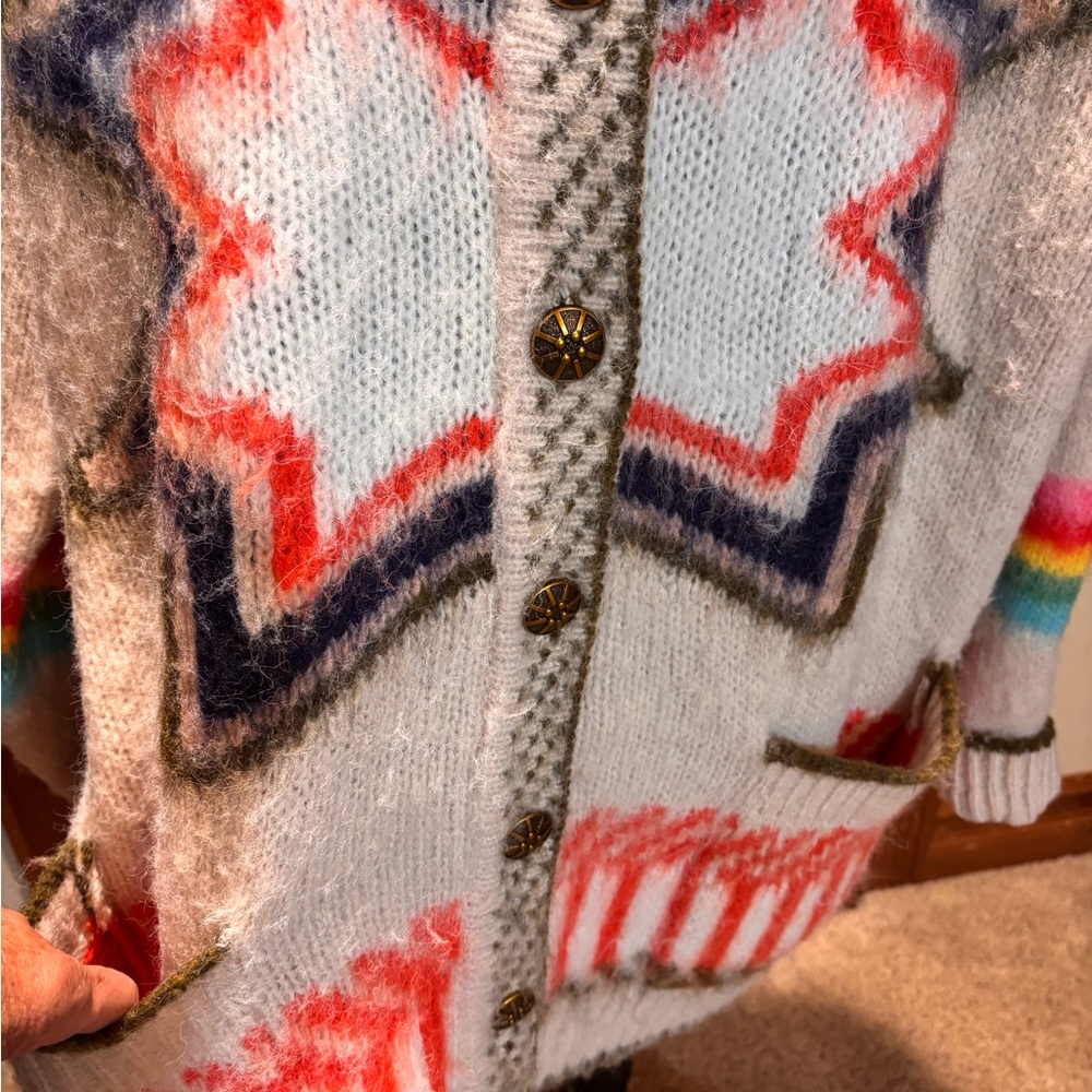 Vita Grace Multicolor Patterned Women's Oversized Sweater, one size. - Picture 3 of 7
